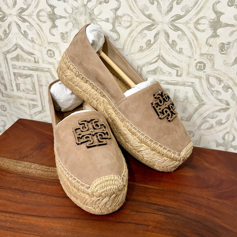 Tory Burch Suede Platform Espadrilles in “Almond Flour” SZ 8, NEW IN BOX! $275 - Picture 5 of 12